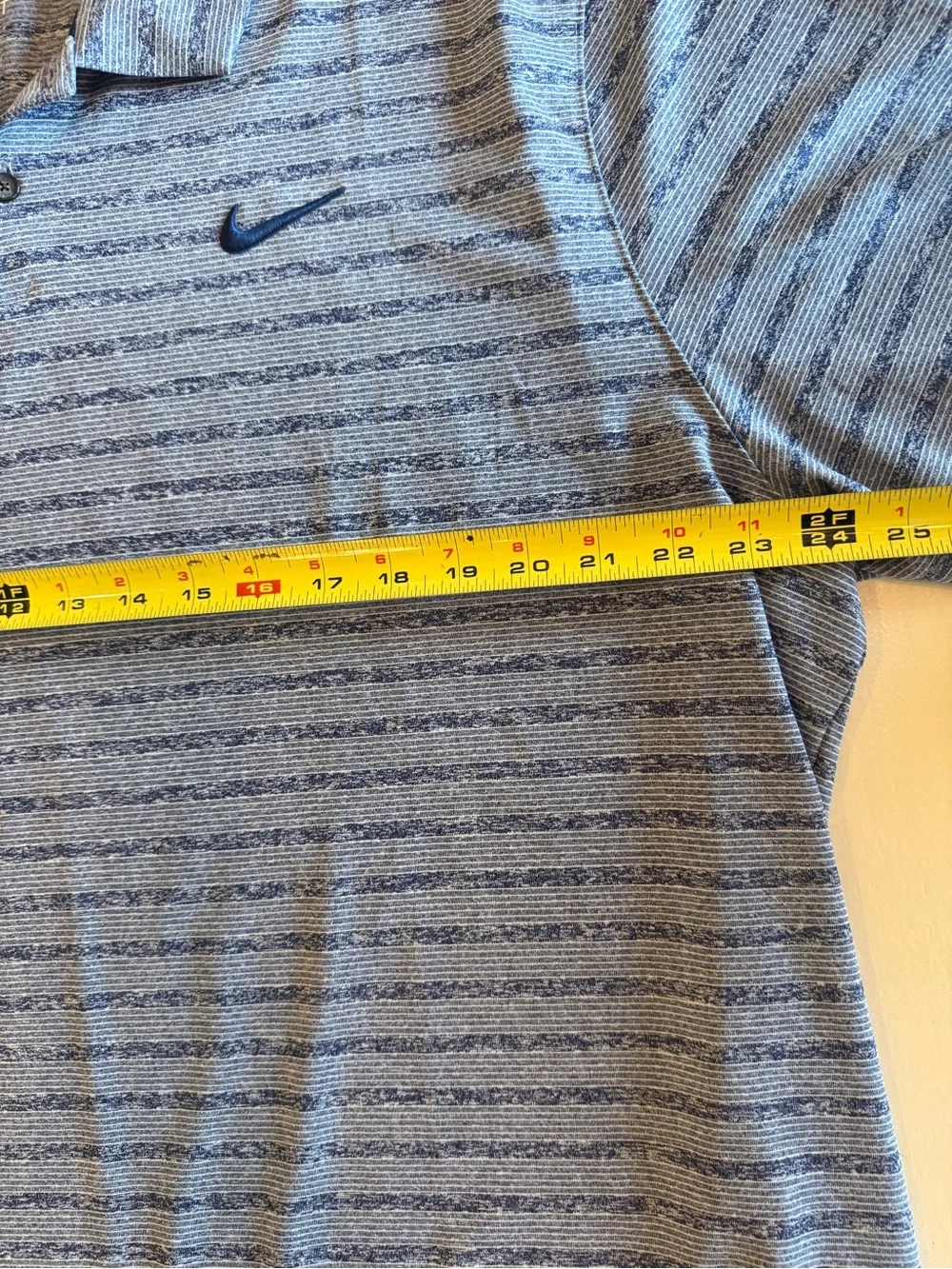 Nike Men’s Light Gray & Navy Striped Polo